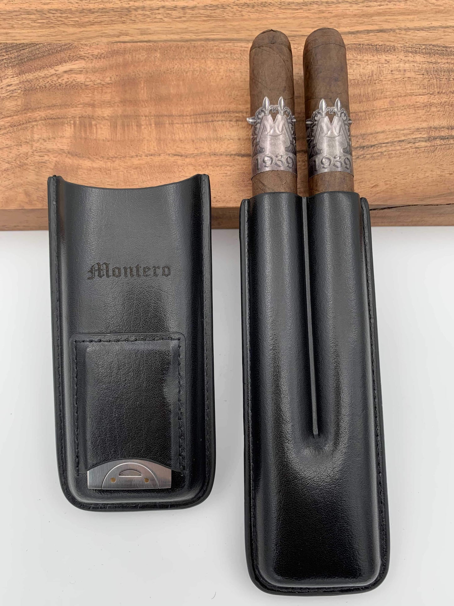 Montero 1939 - Two Cigars With Divine (Black) Leather Cigar Case