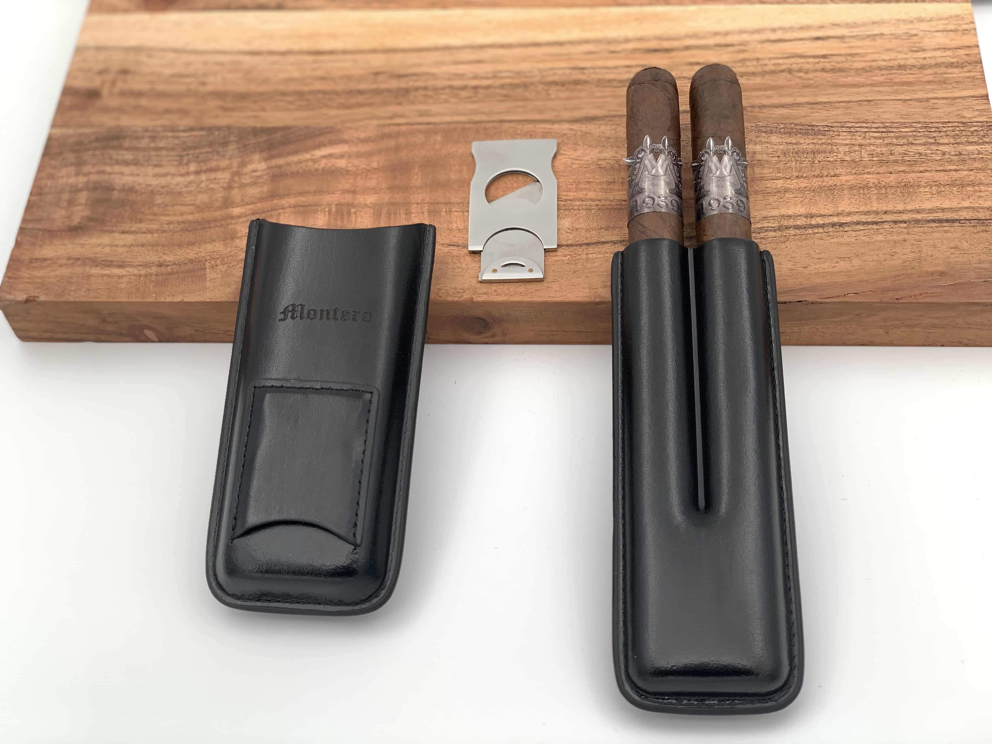Montero 1939 - Two Cigars With Divine (Black) Leather Cigar Case